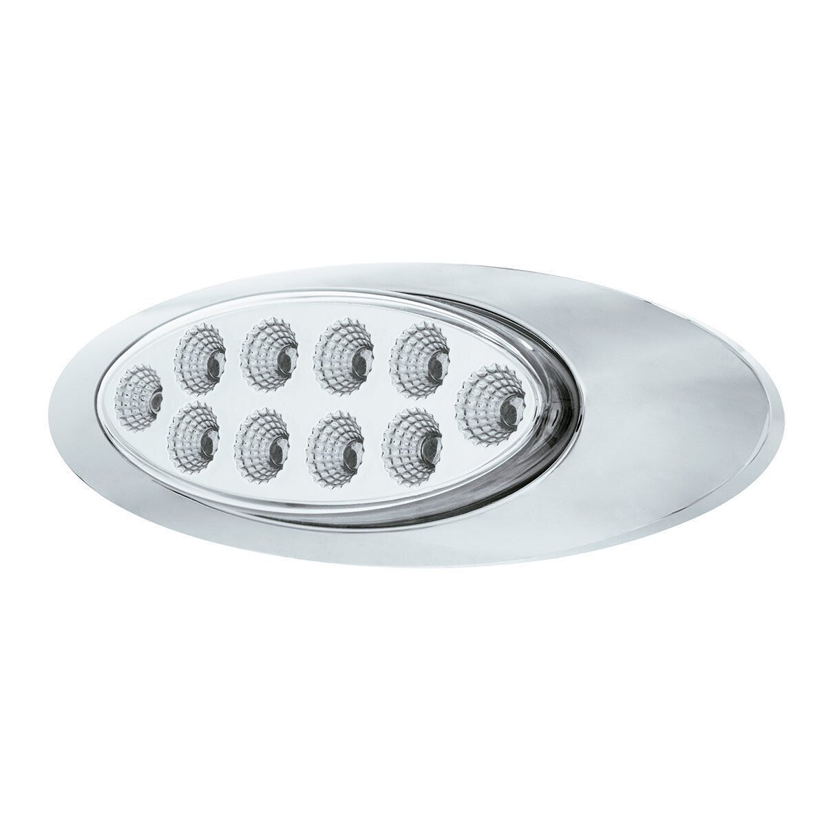 Double Fury Blue Auxiliary to Amber Primary Function 10 LED P1 Style Oval Light with Chrome Bezel