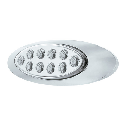 Double Fury Blue Auxiliary to Amber Primary Function 10 LED P1 Style Oval Light with Chrome Bezel