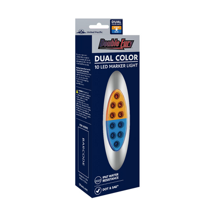 Double Fury Blue Auxiliary to Amber Primary Function 10 LED P1 Style Oval Light with Chrome Bezel