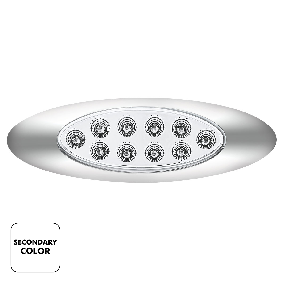 Double Fury White Auxiliary to Amber Primary Function 10 LED P1 Style Oval Light with Chrome Bezel