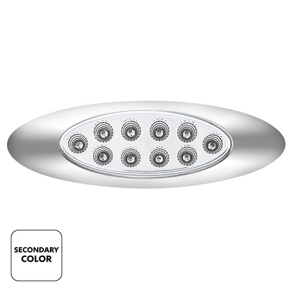 Double Fury White Auxiliary to Amber Primary Function 10 LED P1 Style Oval Light with Chrome Bezel