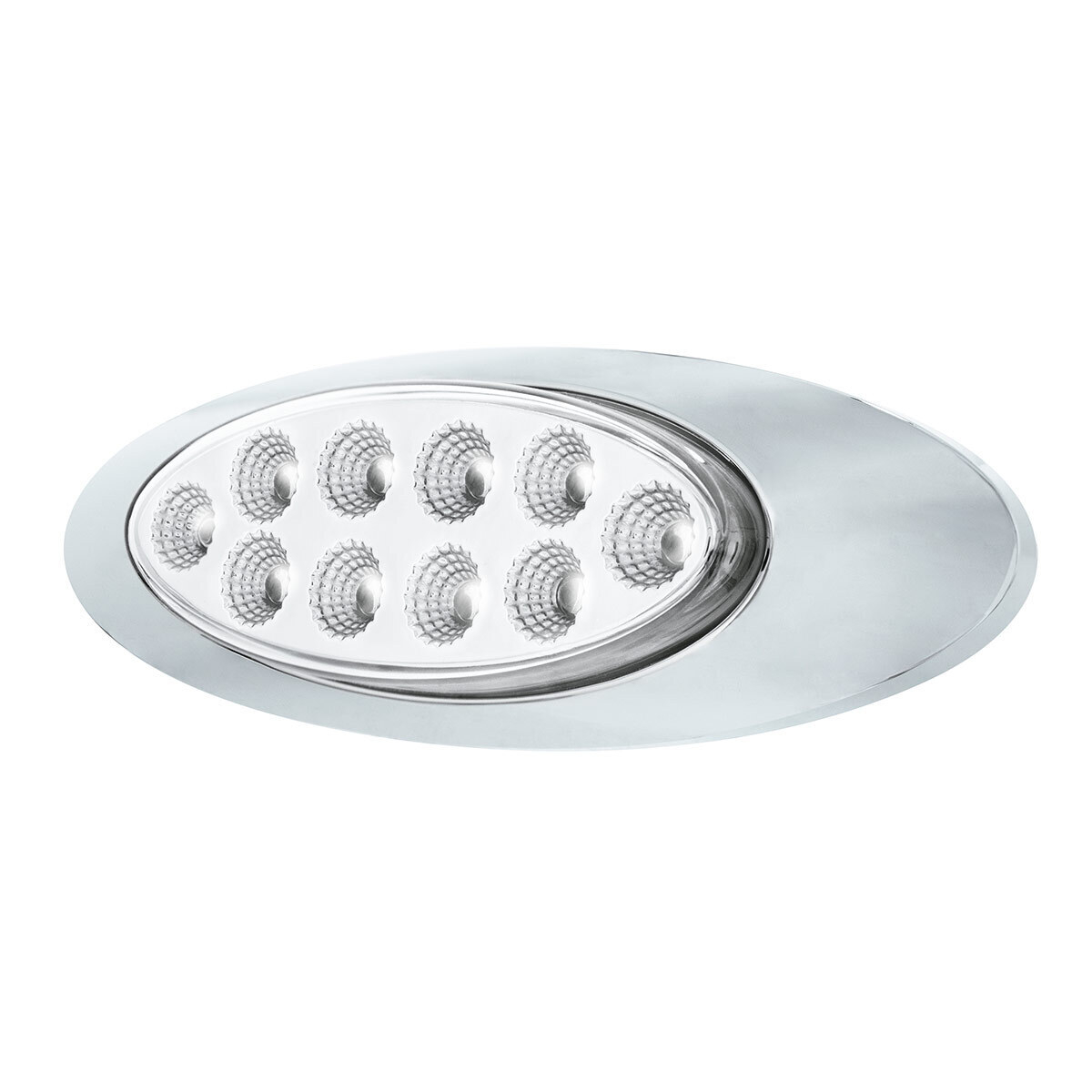 Double Fury White Auxiliary to Amber Primary Function 10 LED P1 Style Oval Light with Chrome Bezel