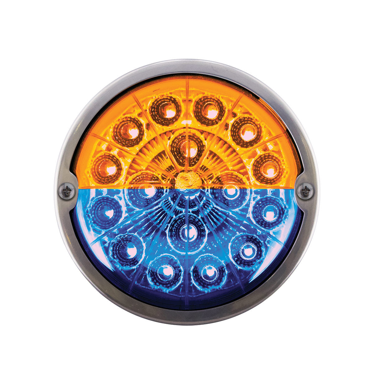 Chrome Plastic Cab Light with 17 LED Double Fury Blue to Amber Watermelon Light