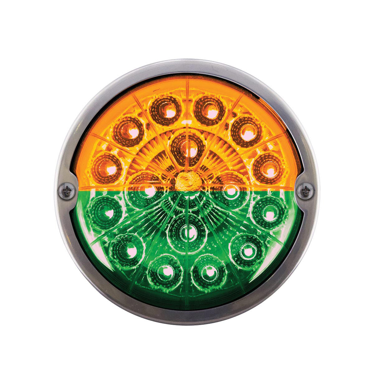 Chrome Plastic Cab Light with 17 LED Double Fury Green to Amber Watermelon Light