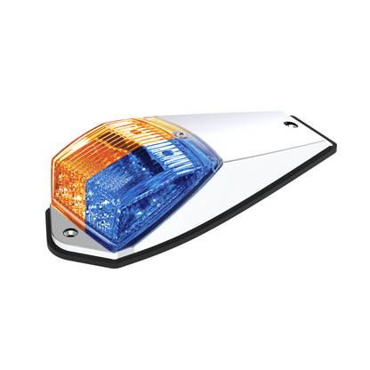 Chrome Plastic Grakon 5000 Style Cab Light with 17 LED Double Fury Blue to Amber Square Cab Light
