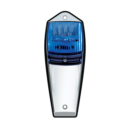 Chrome Plastic Grakon 5000 Style Cab Light with 17 LED Double Fury Blue to Amber Square Cab Light