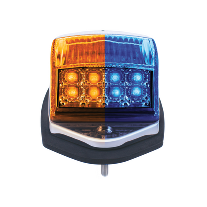 Chrome Plastic Grakon 5000 Style Cab Light with 17 LED Double Fury Blue to Amber Square Cab Light