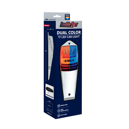 Chrome Plastic Grakon 5000 Style Cab Light with 17 LED Double Fury Blue to Amber Square Cab Light