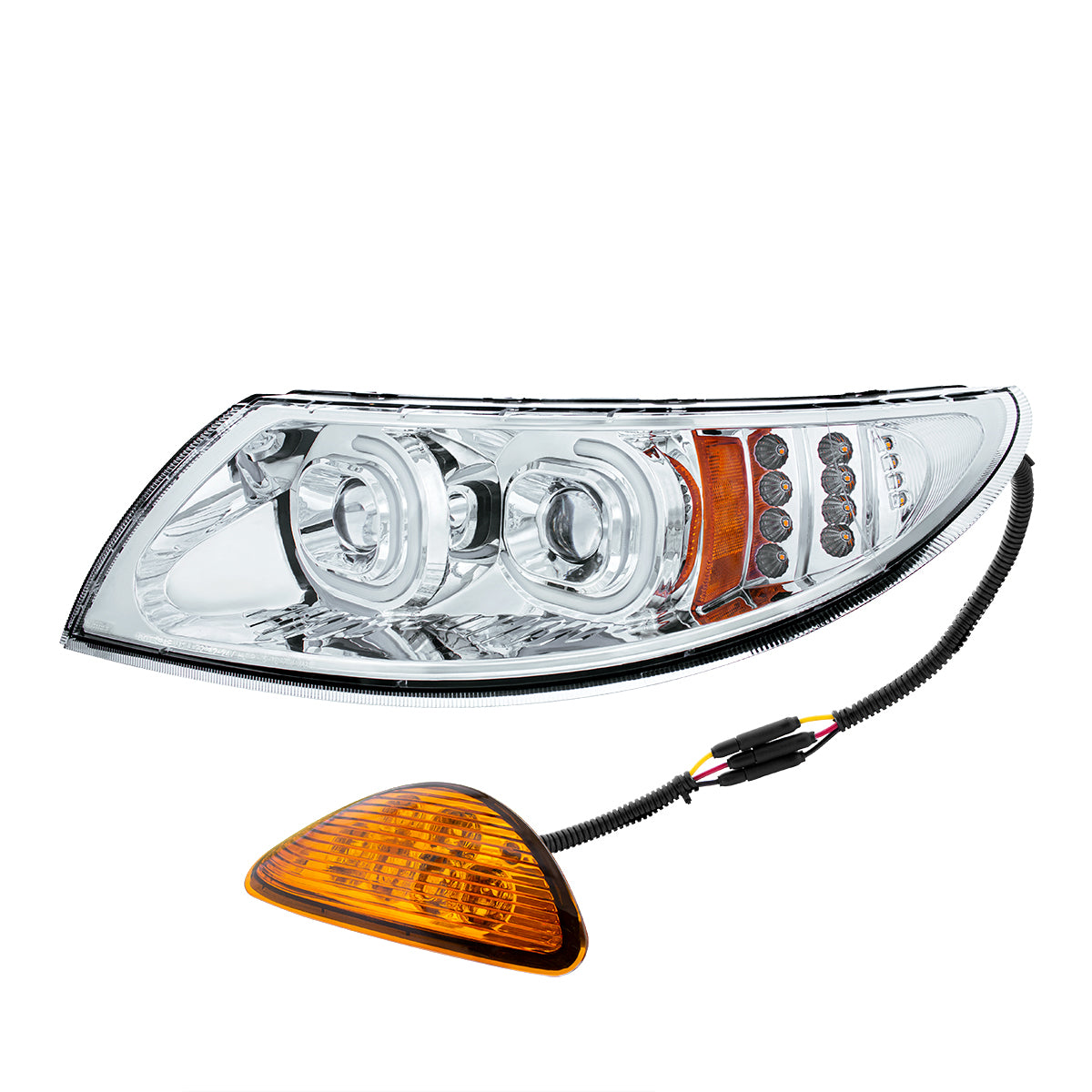 International Durastar and MV LED Projector Headlight with 12 LED Turn, 48 LED Daytime Running Light and 6 LED Rear Facing Turn/Parking Light