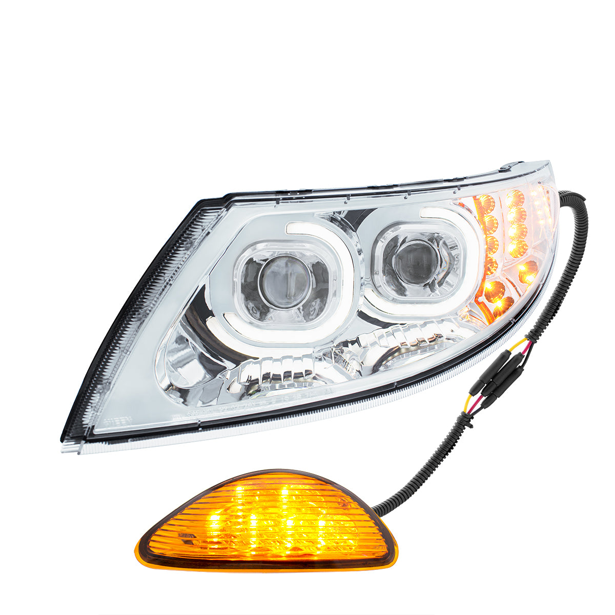 International Durastar and MV LED Projector Headlight with 12 LED Turn, 48 LED Daytime Running Light and 6 LED Rear Facing Turn/Parking Light