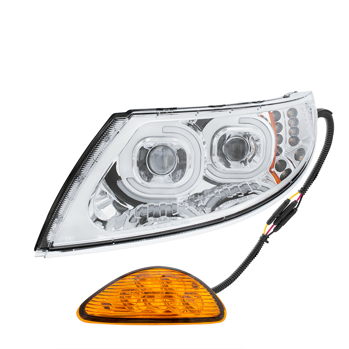 International Durastar and MV LED Projector Headlight with 12 LED Turn, 48 LED Daytime Running Light and 6 LED Rear Facing Turn/Parking Light