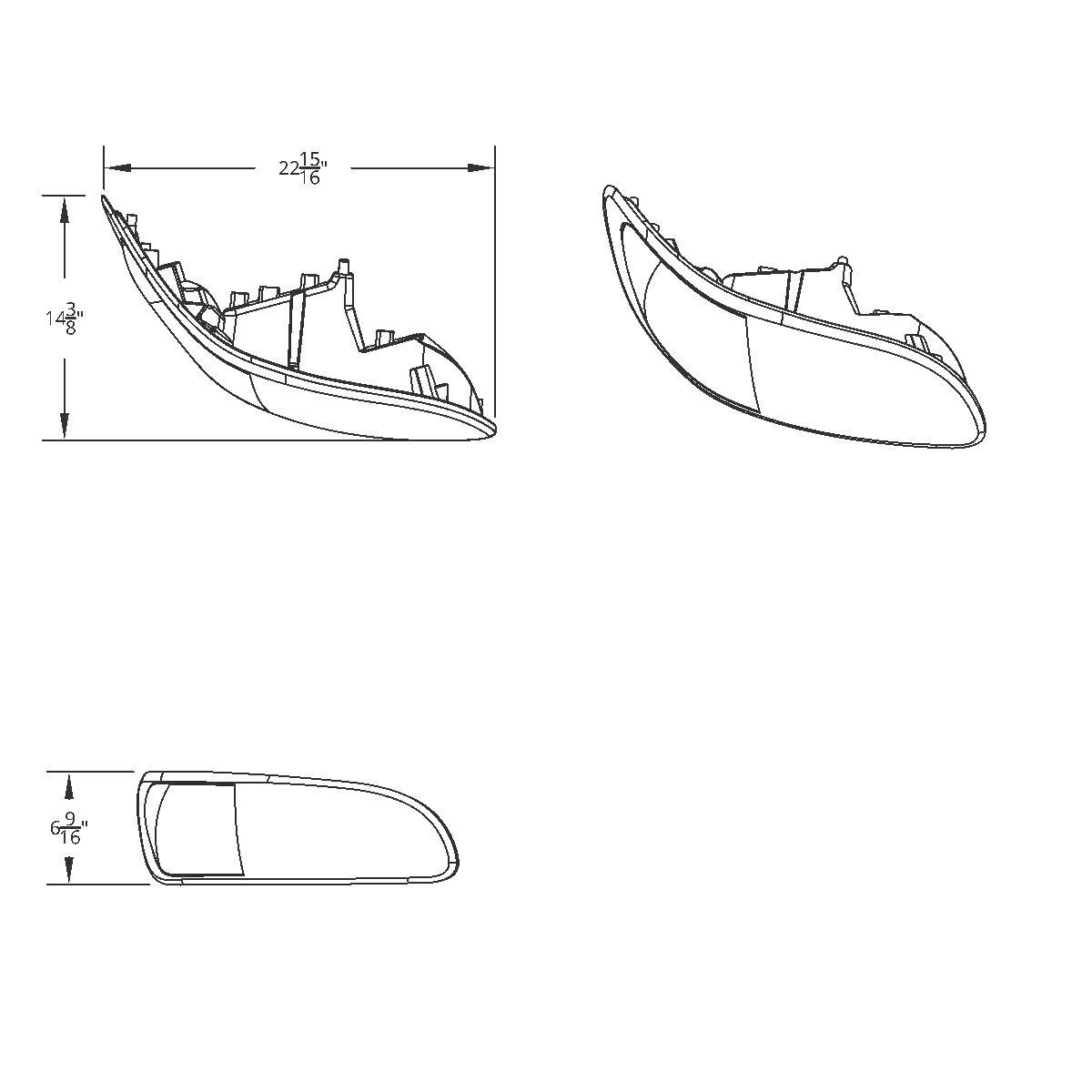 International Durastar and MV LED Projector Headlight with 12 LED Turn, 48 LED Daytime Running Light and 6 LED Rear Facing Turn/Parking Light