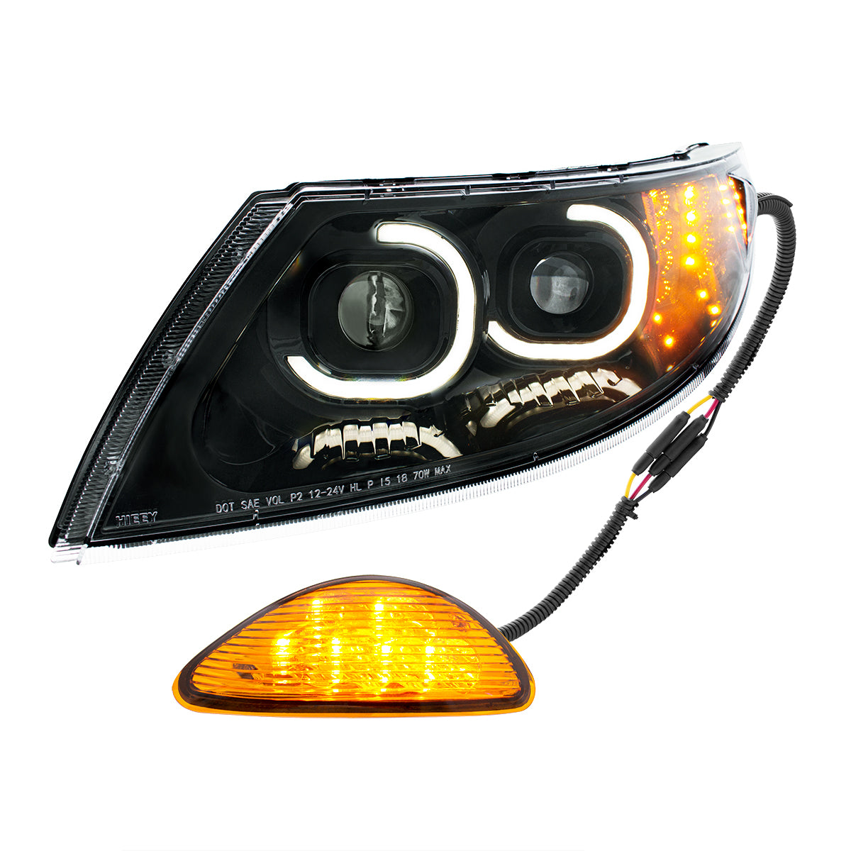 International Durastar and MV LED Projector Headlight with 12 LED Turn, 48 LED Daytime Running Light and 6 LED Rear Facing Turn/Parking Light