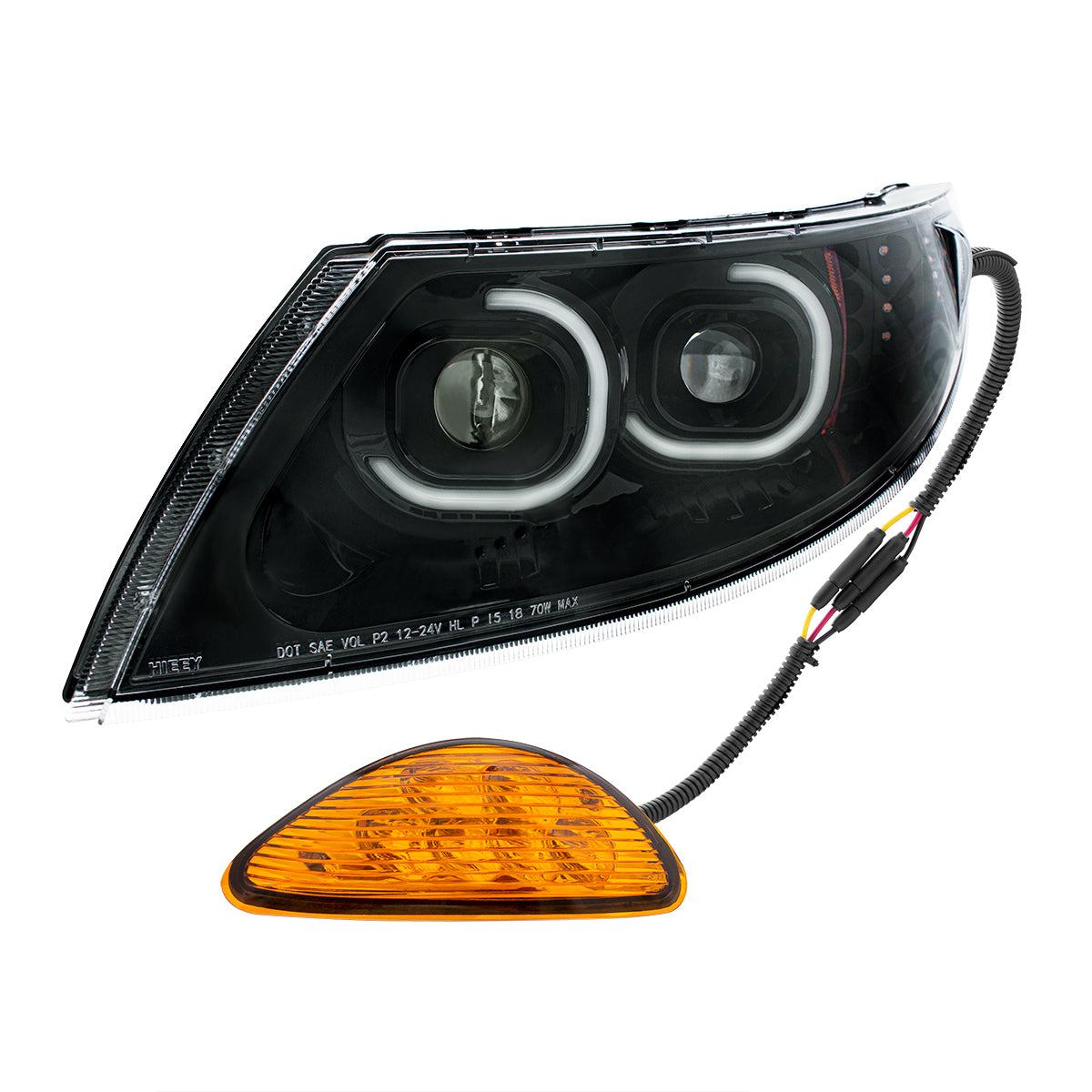 International Durastar and MV LED Projector Headlight with 12 LED Turn, 48 LED Daytime Running Light and 6 LED Rear Facing Turn/Parking Light