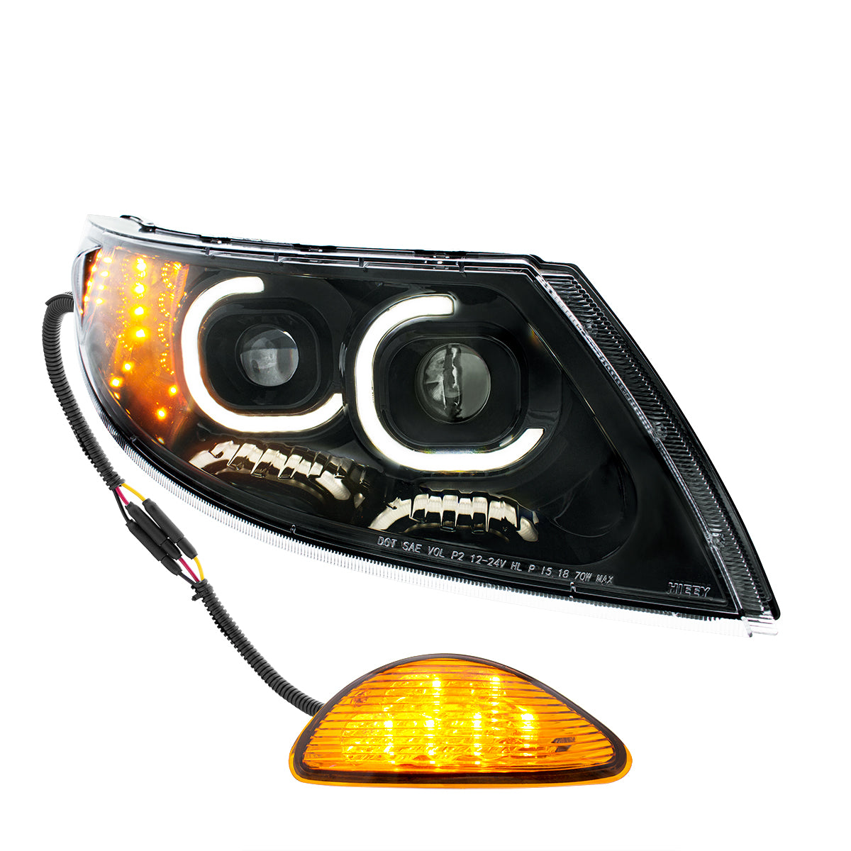 International Durastar and MV LED Projector Headlight with 12 LED Turn, 48 LED Daytime Running Light and 6 LED Rear Facing Turn/Parking Light