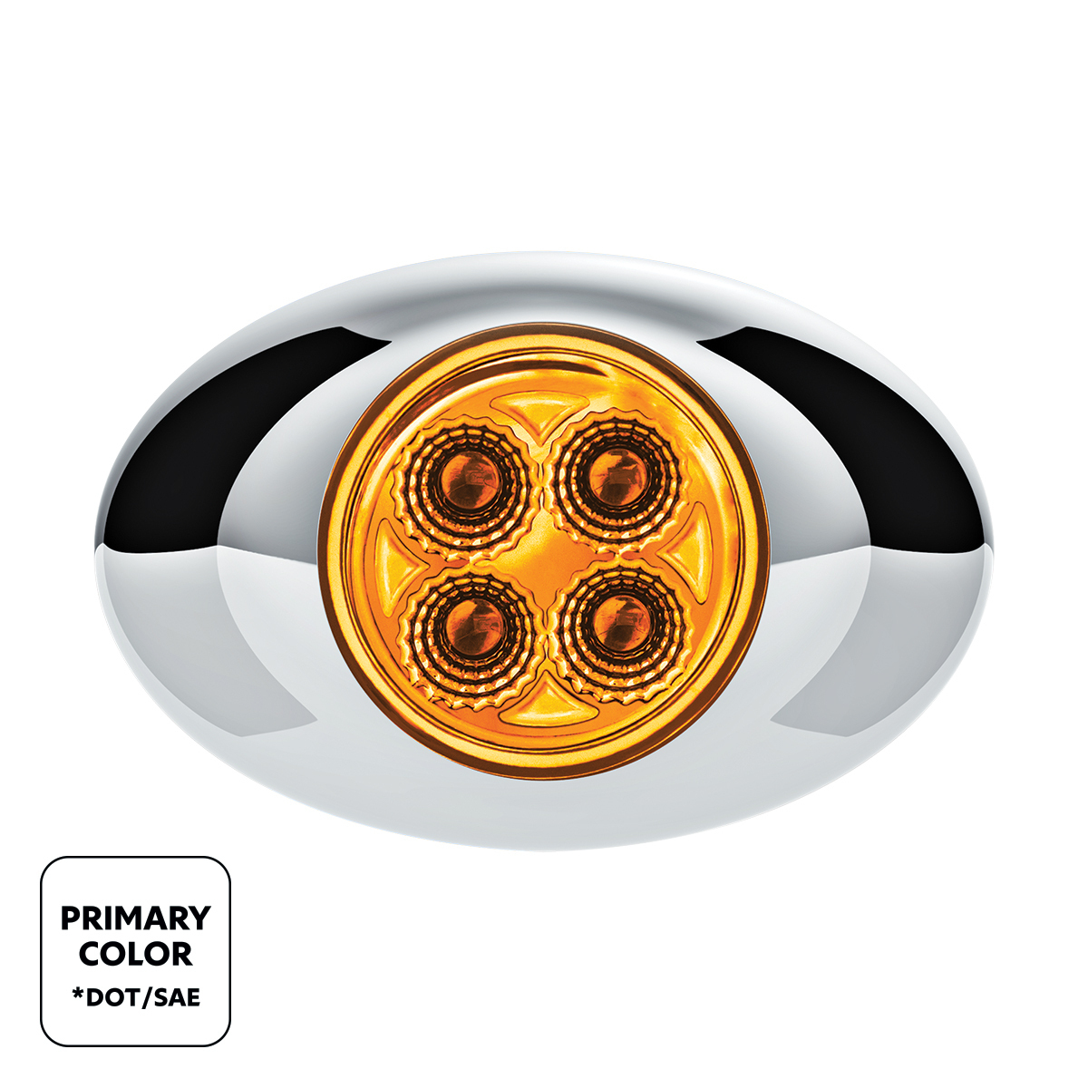 Double Fury Blue Auxiliary to Amber Primary Function 4 LED P3 Style Round Light with Chrome Bezel