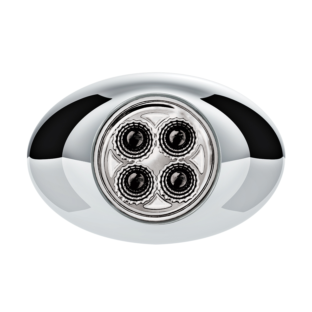 Double Fury Blue Auxiliary to Amber Primary Function 4 LED P3 Style Round Light with Chrome Bezel