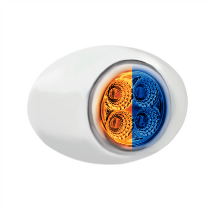 Double Fury Blue Auxiliary to Amber Primary Function 4 LED P3 Style Round Light with Chrome Bezel