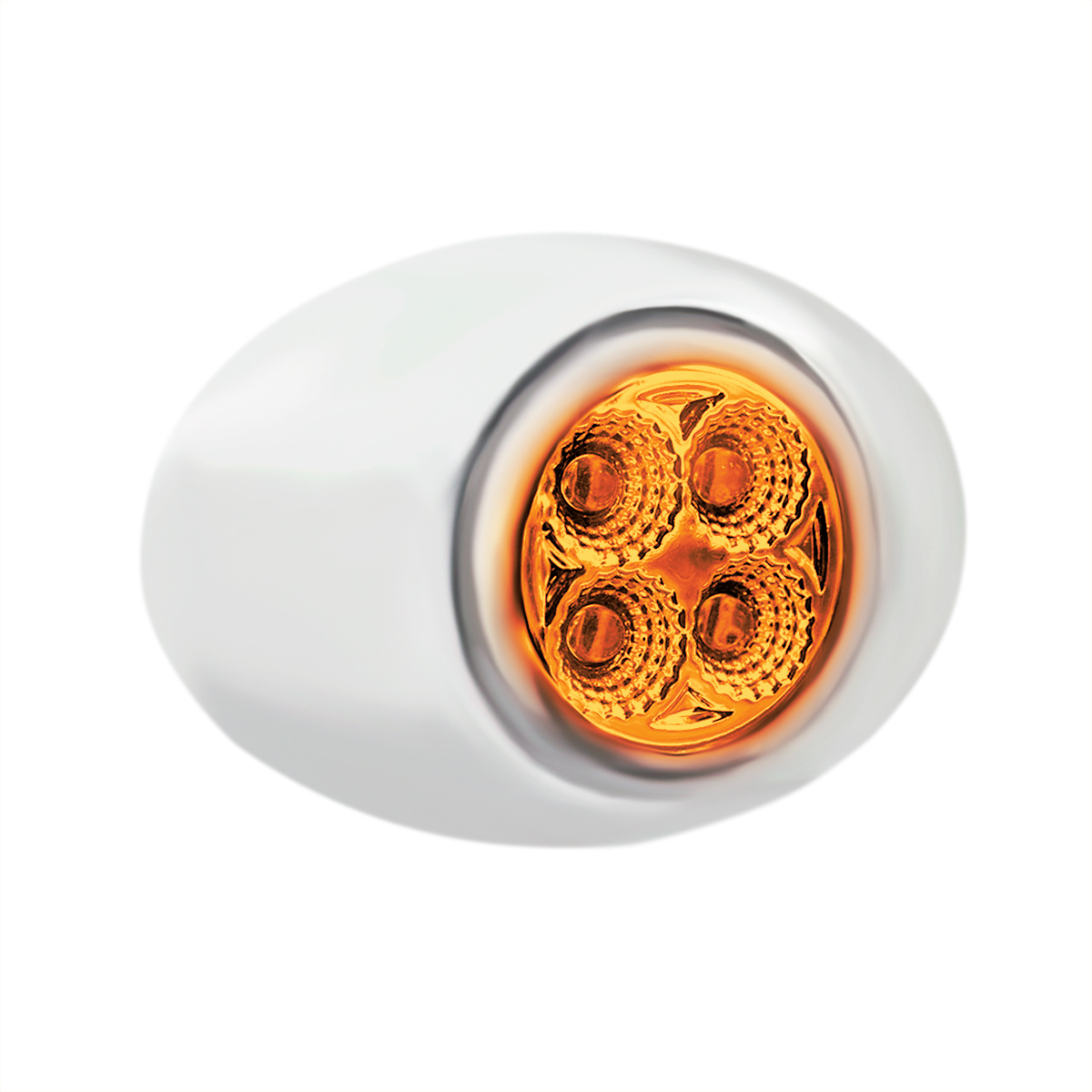 Double Fury Blue Auxiliary to Amber Primary Function 4 LED P3 Style Round Light with Chrome Bezel