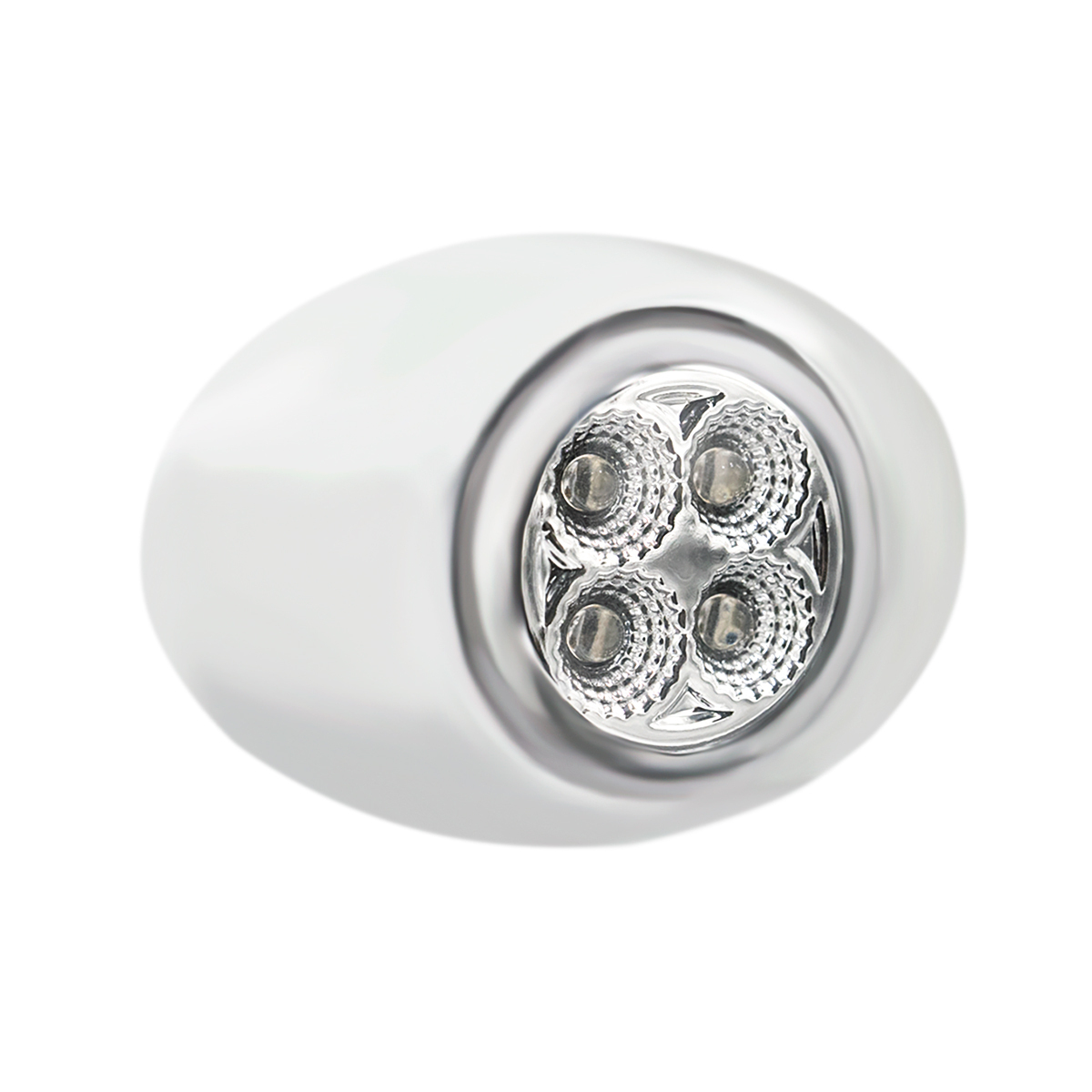 Double Fury Blue Auxiliary to Amber Primary Function 4 LED P3 Style Round Light with Chrome Bezel