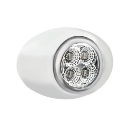 Double Fury Blue Auxiliary to Amber Primary Function 4 LED P3 Style Round Light with Chrome Bezel