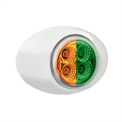 Double Fury Green Auxiliary to Amber Primary Function 4 LED P3 Style Round Light with Chrome Bezel