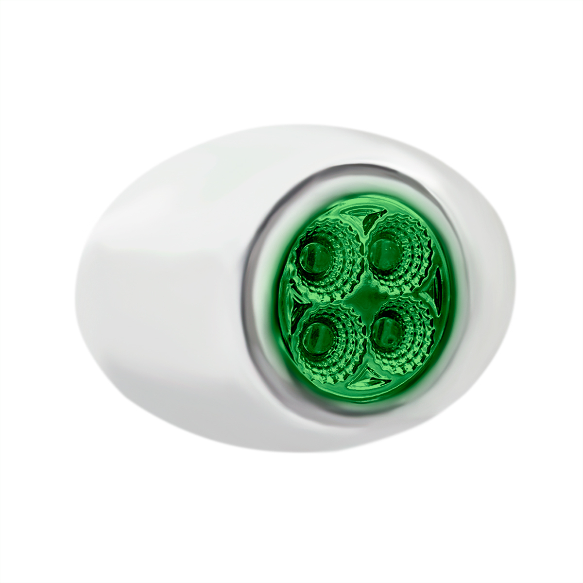 Double Fury Green Auxiliary to Red Primary Function 4 LED P3 Style Round Light with Chrome Bezel
