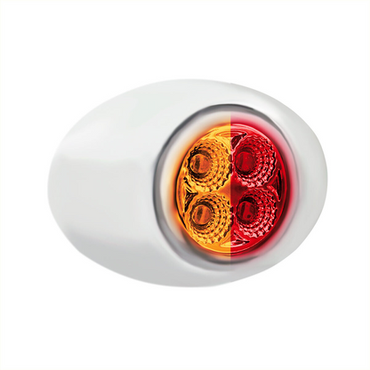 Double Fury Red Auxiliary to Amber Primary Function 4 LED P3 Style Round Light with Chrome Bezel