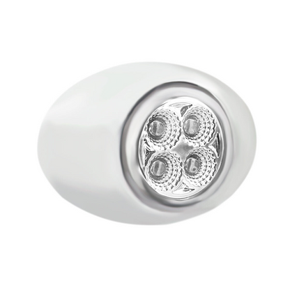 Double Fury White Auxiliary to Red Primary Function 4 LED P3 Style Round Light with Chrome Bezel