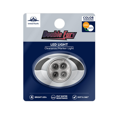 Double Fury White Auxiliary to Amber Primary Function 4 LED P3 Style Round Light with Chrome Bezel