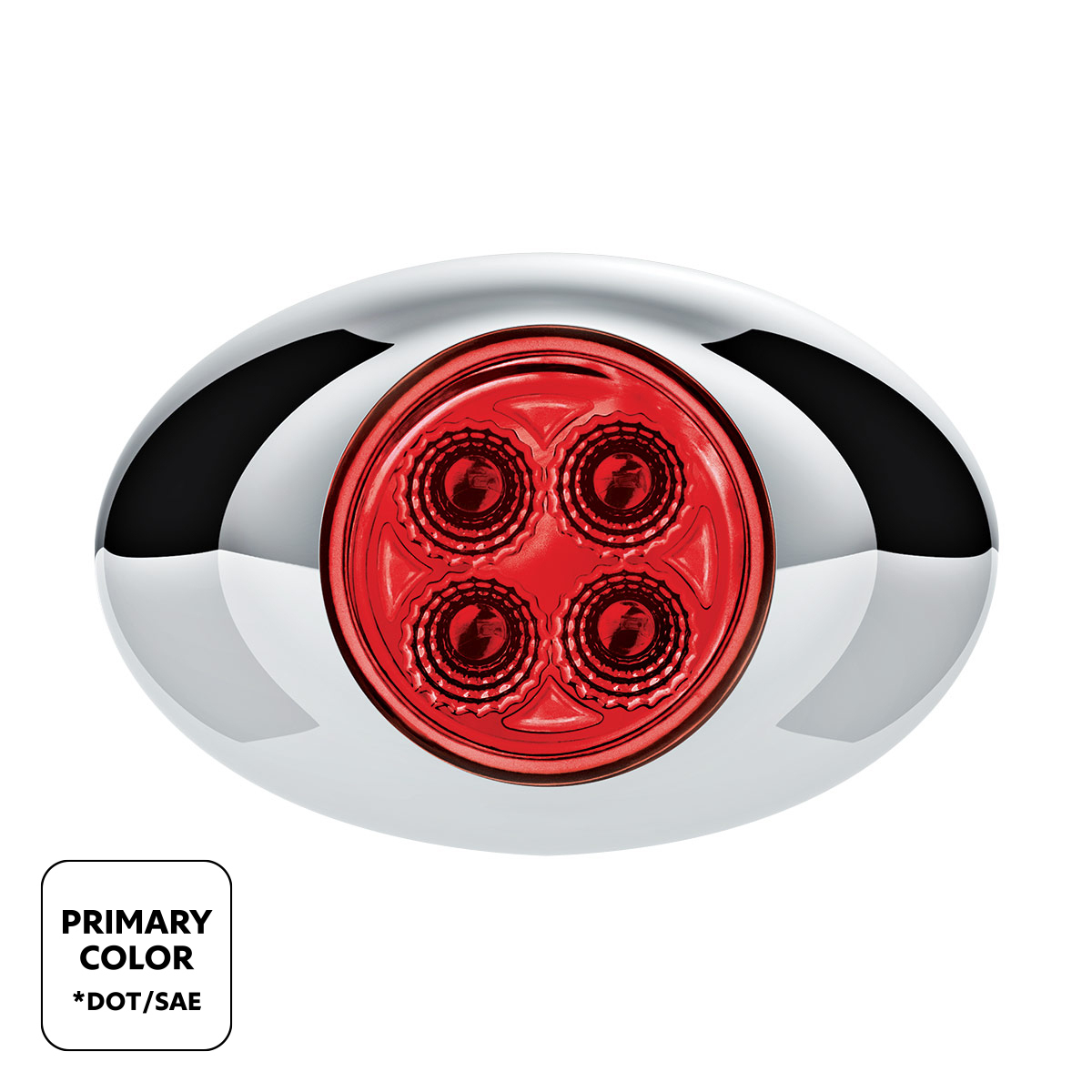 Double Fury Blue Auxiliary to Red Primary Function 4 LED P3 Style Round Light with Chrome Bezel