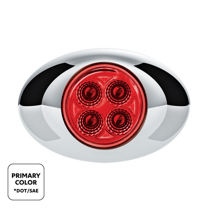 Double Fury Blue Auxiliary to Red Primary Function 4 LED P3 Style Round Light with Chrome Bezel