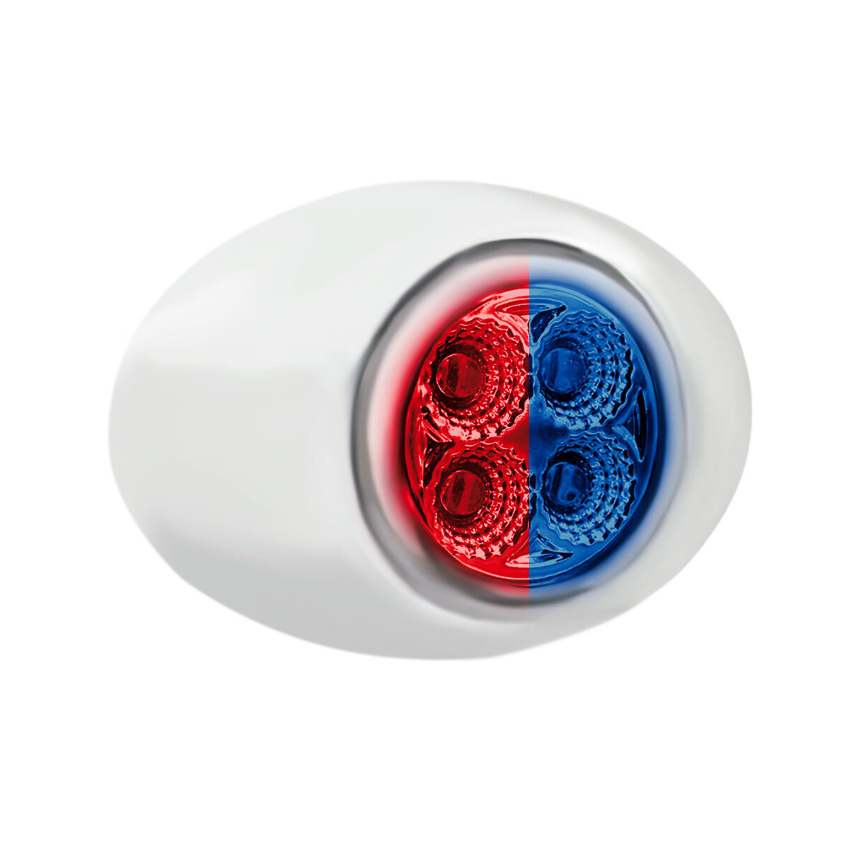 Double Fury Blue Auxiliary to Red Primary Function 4 LED P3 Style Round Light with Chrome Bezel