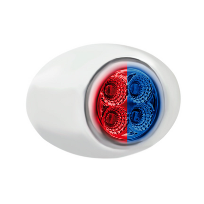 Double Fury Blue Auxiliary to Red Primary Function 4 LED P3 Style Round Light with Chrome Bezel