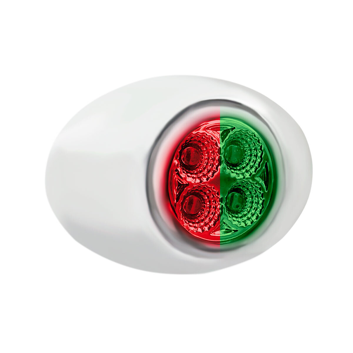 Double Fury Green Auxiliary to Red Primary Function 4 LED P3 Style Round Light with Chrome Bezel