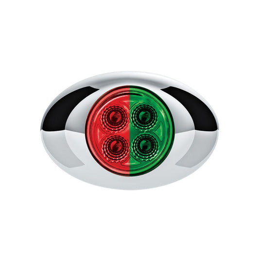 Double Fury Green Auxiliary to Red Primary Function 4 LED P3 Style Round Light with Chrome Bezel