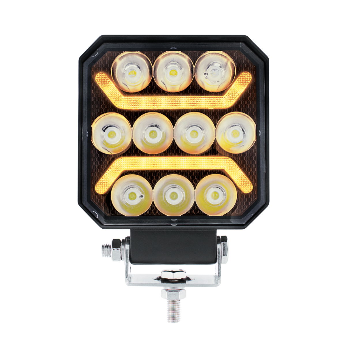 10 High Power LED 4" Square Work Light with "U" LED Light Guide