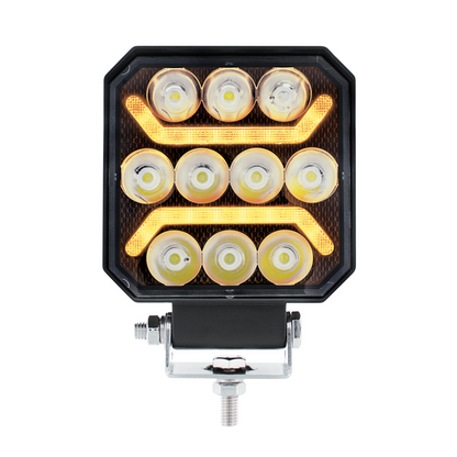 10 High Power LED 4" Square Work Light with "U" LED Light Guide