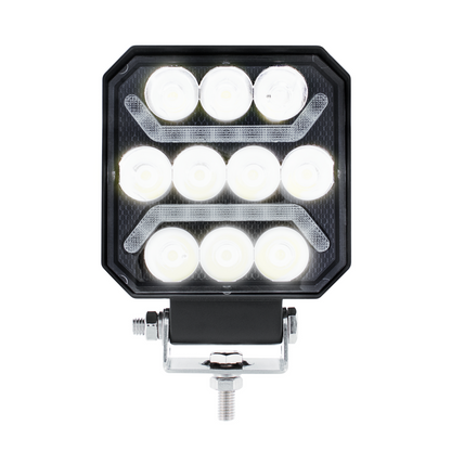 10 High Power LED 4" Square Work Light with "U" LED Light Guide
