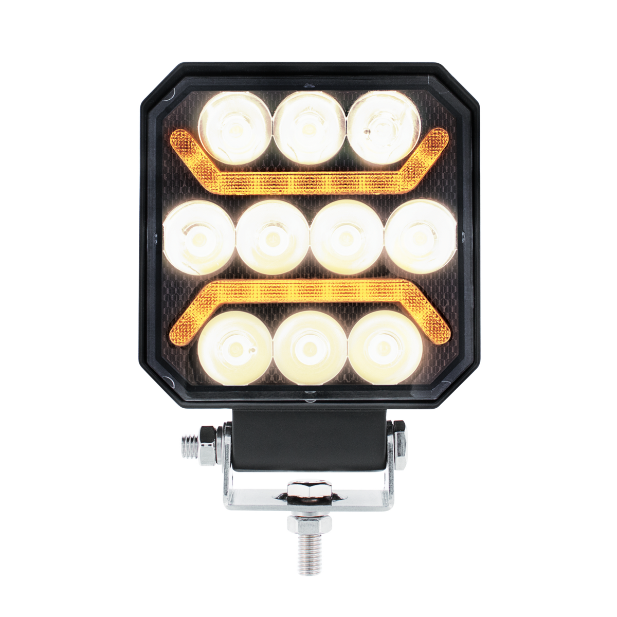 10 High Power LED 4" Square Work Light with "U" LED Light Guide