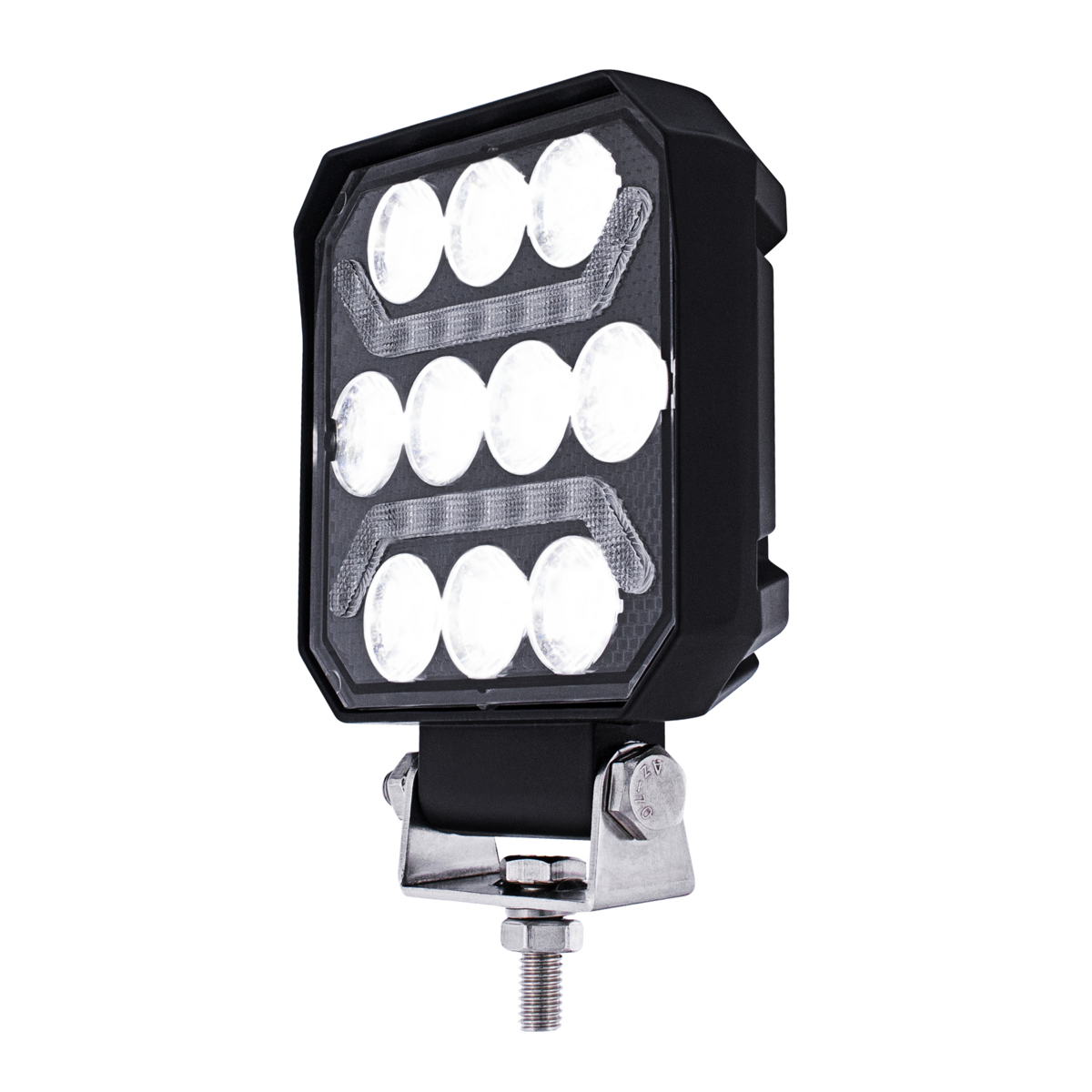 10 High Power LED 4" Square Work Light with "U" LED Light Guide