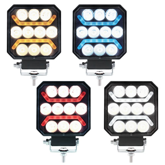 10 High Power LED 4" Square Work Light with "U" LED Light Guide