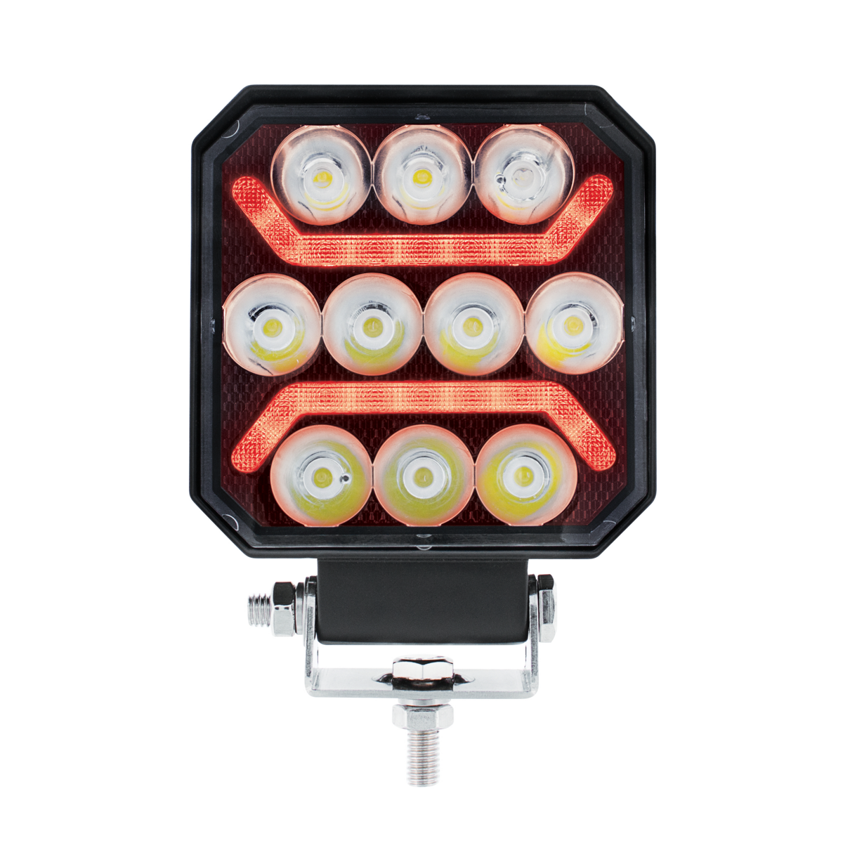 10 High Power LED 4" Square Work Light with "U" LED Light Guide