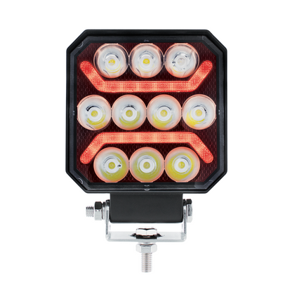10 High Power LED 4" Square Work Light with "U" LED Light Guide