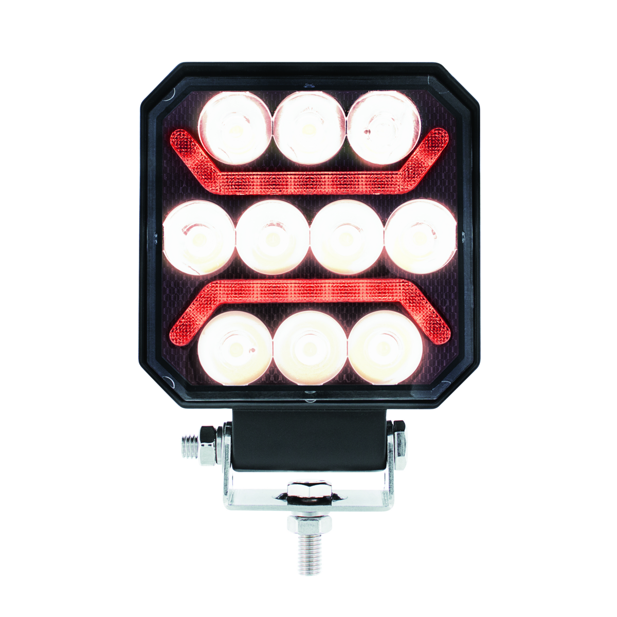 10 High Power LED 4" Square Work Light with "U" LED Light Guide
