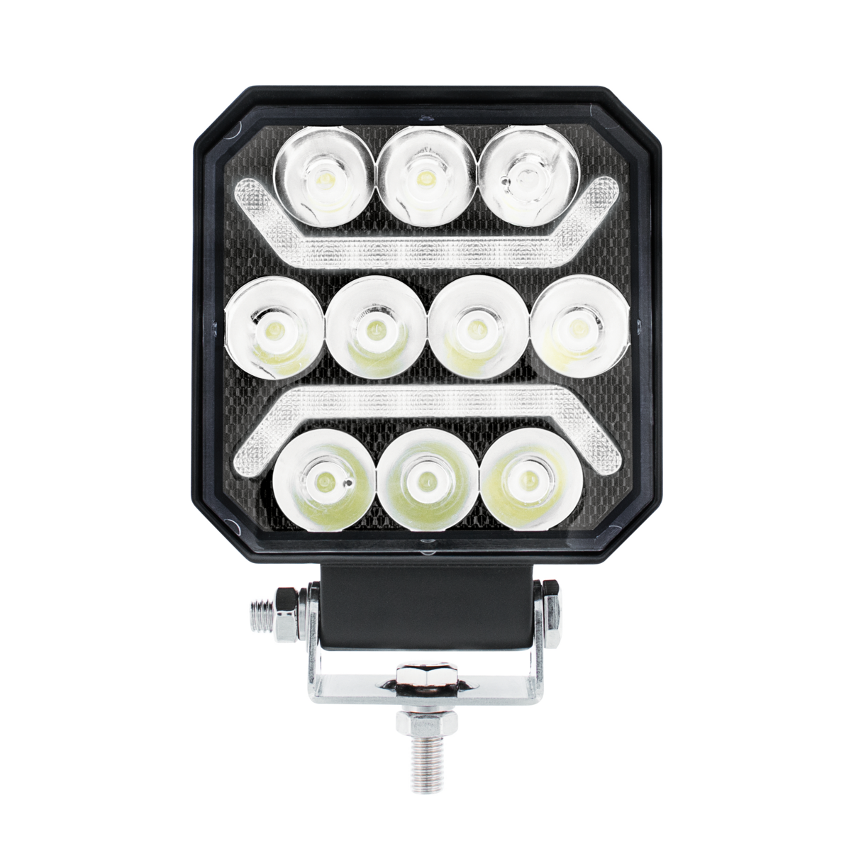 10 High Power LED 4" Square Work Light with "U" LED Light Guide