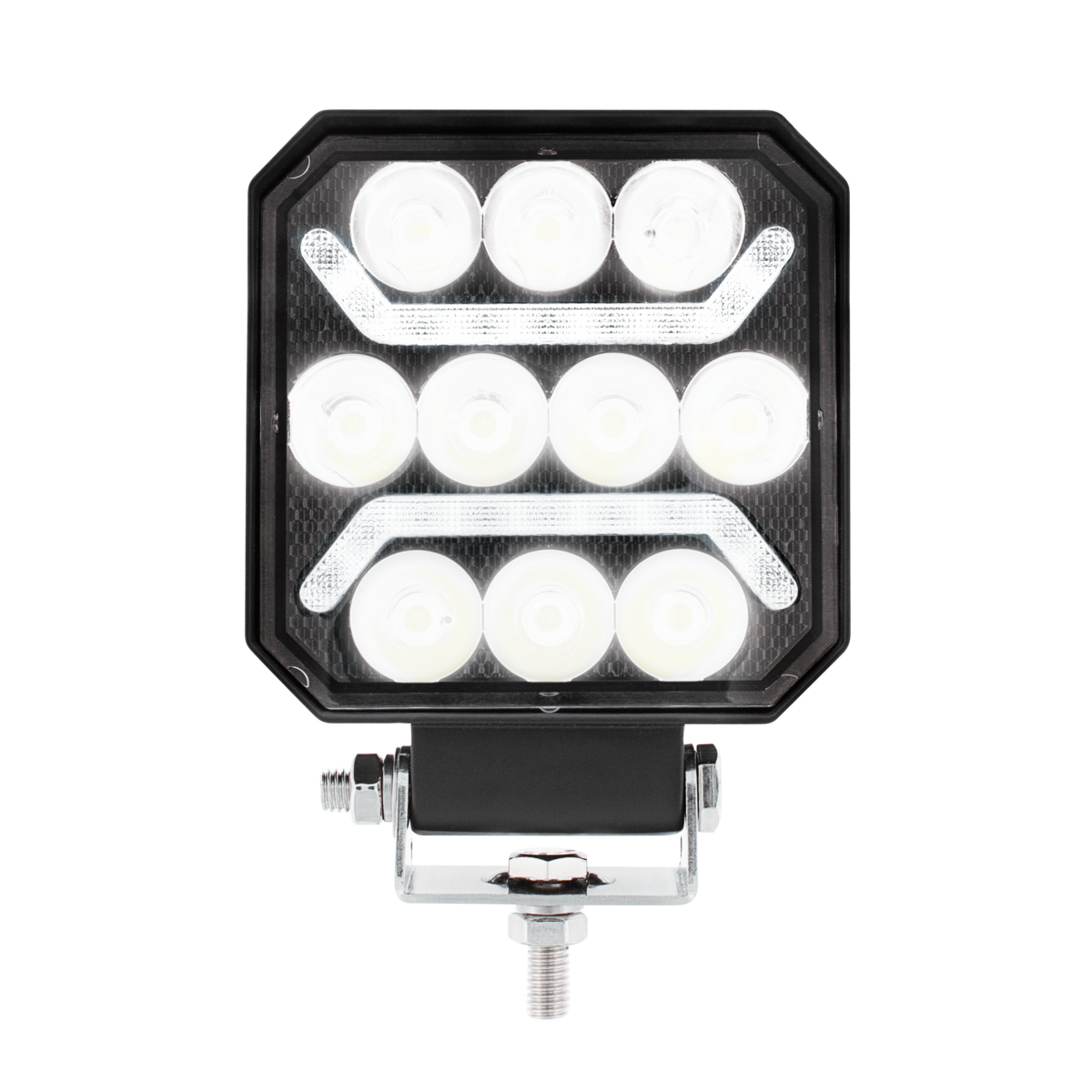 10 High Power LED 4" Square Work Light with "U" LED Light Guide