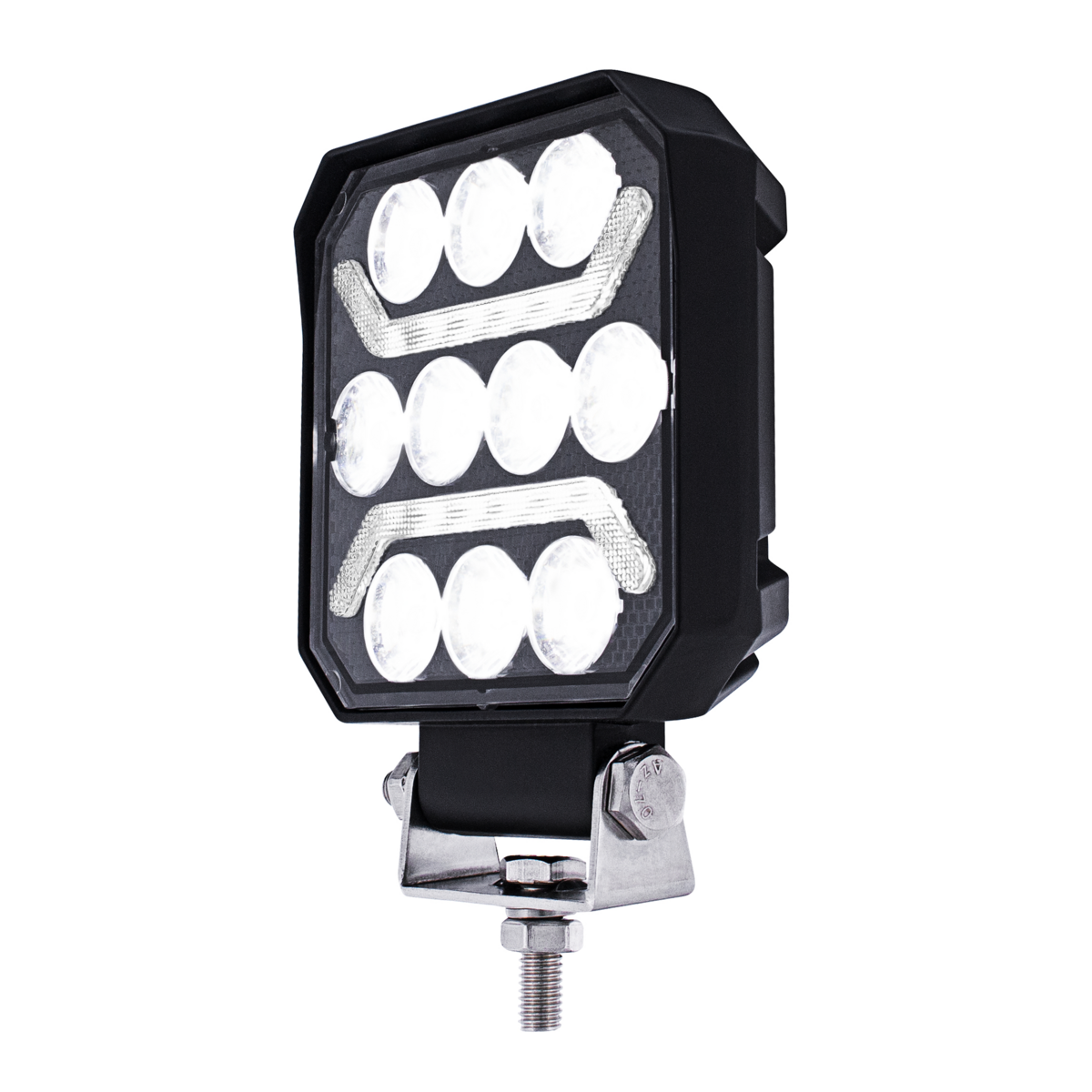 10 High Power LED 4" Square Work Light with "U" LED Light Guide