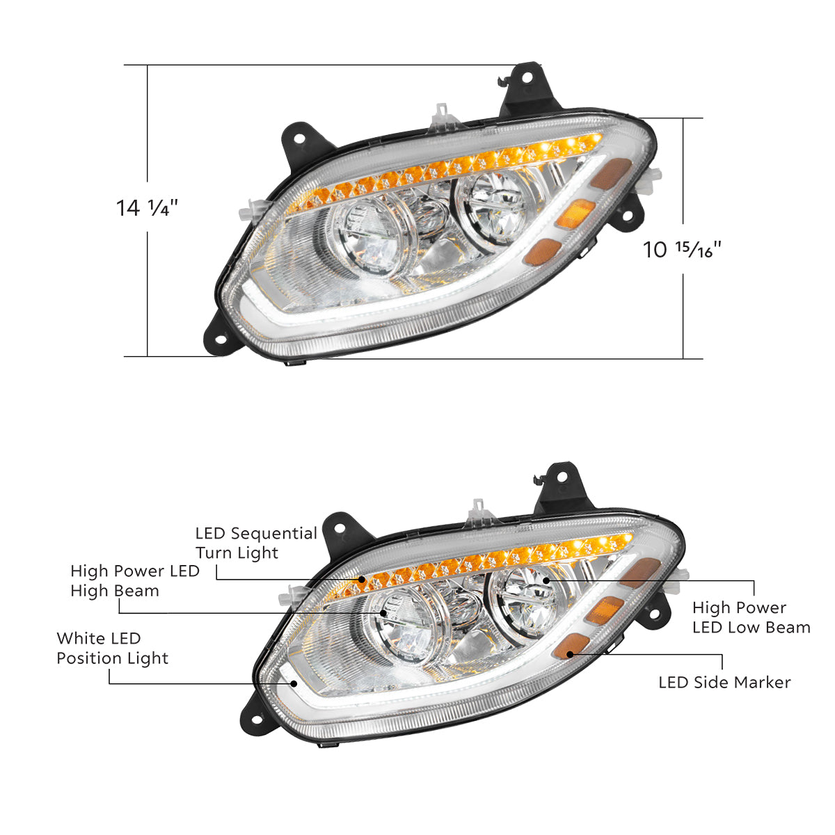 International LT LED Headlight with 12 LED Turn and 72 LED Daytime Running Light