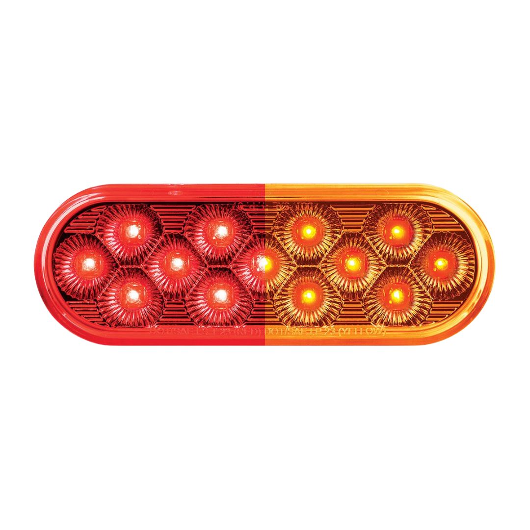Double Fury Amber Auxiliary to Red Primary Dual Function 13 LED 6" Oval Light